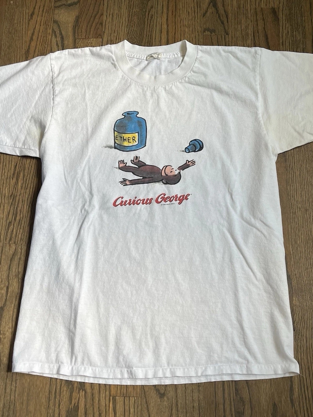 Vintage 90s Curious George Ether Cartoon Parody Tee Shirt